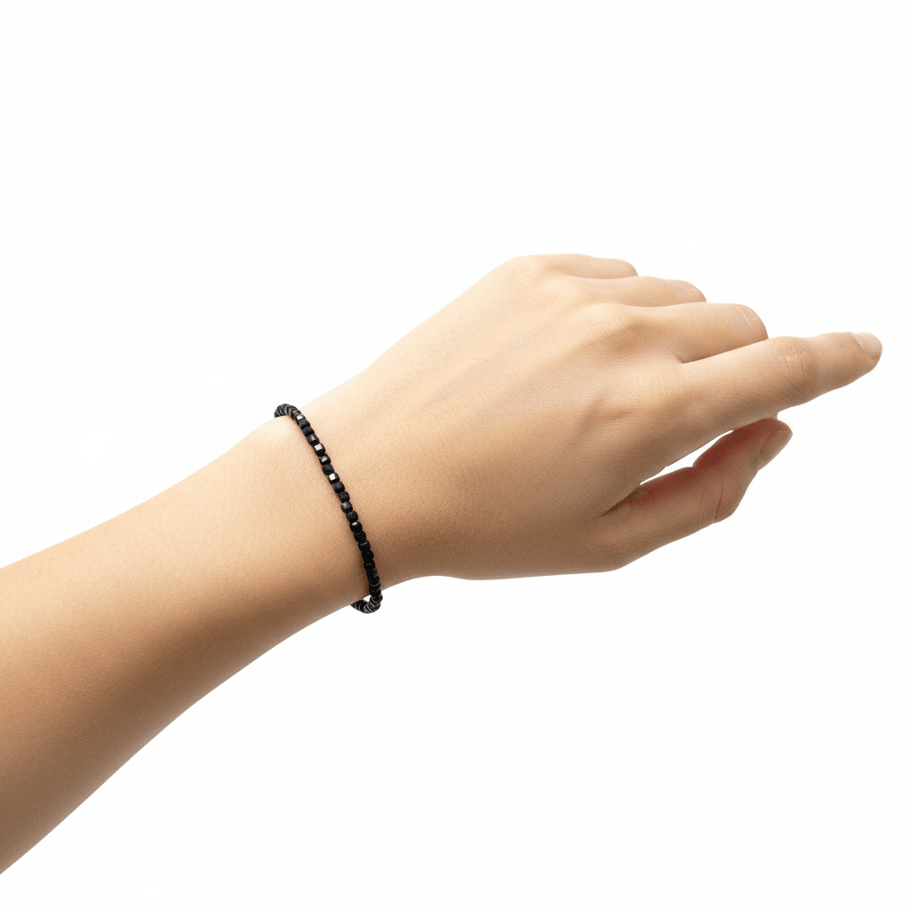 Pulsera Turmalina Negra Facetada 2mm | Protección Máxima y Estilo Minimalista Pulseras de MineralesTienda esotérica Málaga - Tata Magic: tienda Esotérica en Málaga